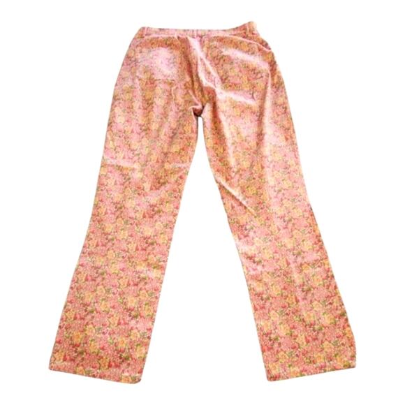 RALPH lauren Spring Pink And Yellow floral straight leg pants Size 10 - Picture 2 of 7